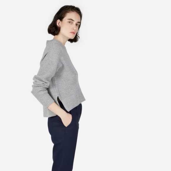 NWOT The Premium Ribbed Cashmere Crew, Black L - Picture 5 of 10